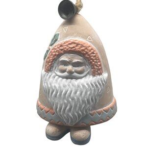 Christmas traditions Santa footed bell holly bell southwestern white 4" READ